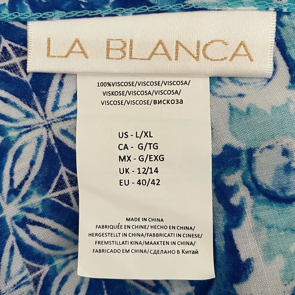 NWT La Blanca Beach Coverup Dress in shades of Blue and White in Size Large. - Picture 6 of 7